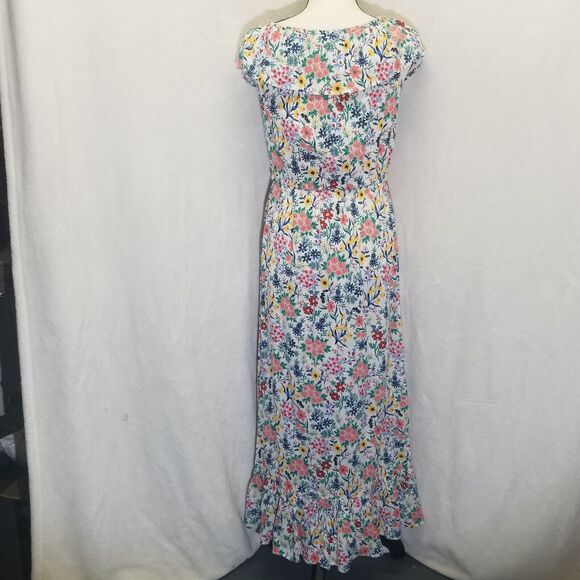 Style & Co PM Petite Dress Maxi Crinkle Floral On/off Shoulder Cottagecore BOHO - Picture 4 of 10
